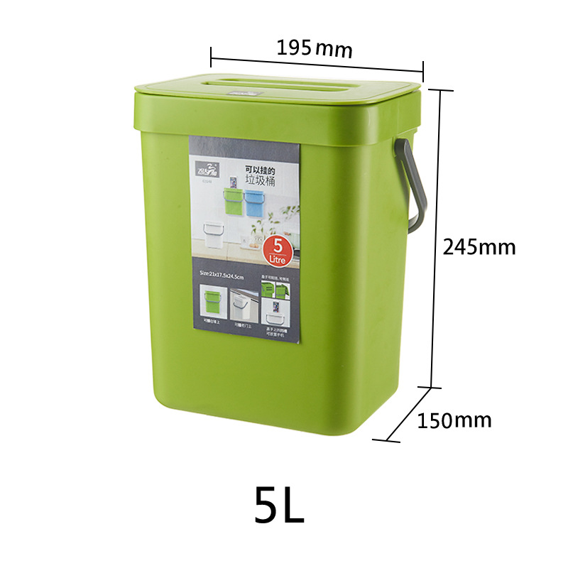 Skraldespand køkkenskab skraldør hængende kan vægmonteret skraldespand bil toilet affaldsopbevaring: 5 lgrøn