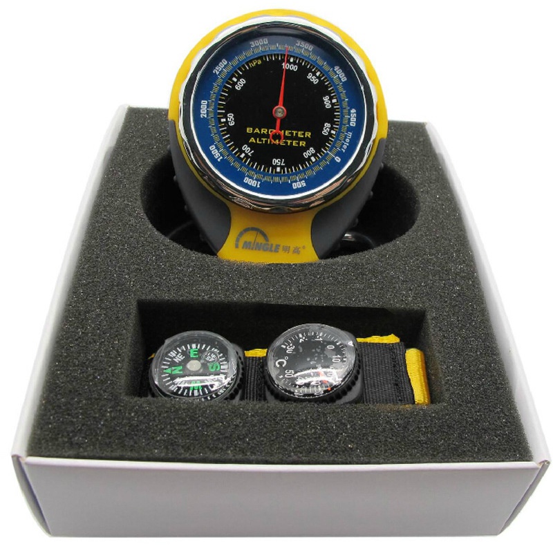 4 in1 Outdoor mountaineering altitude table altimeter thermometer compass barometer Mini Compass Bussola Llavero Brujula