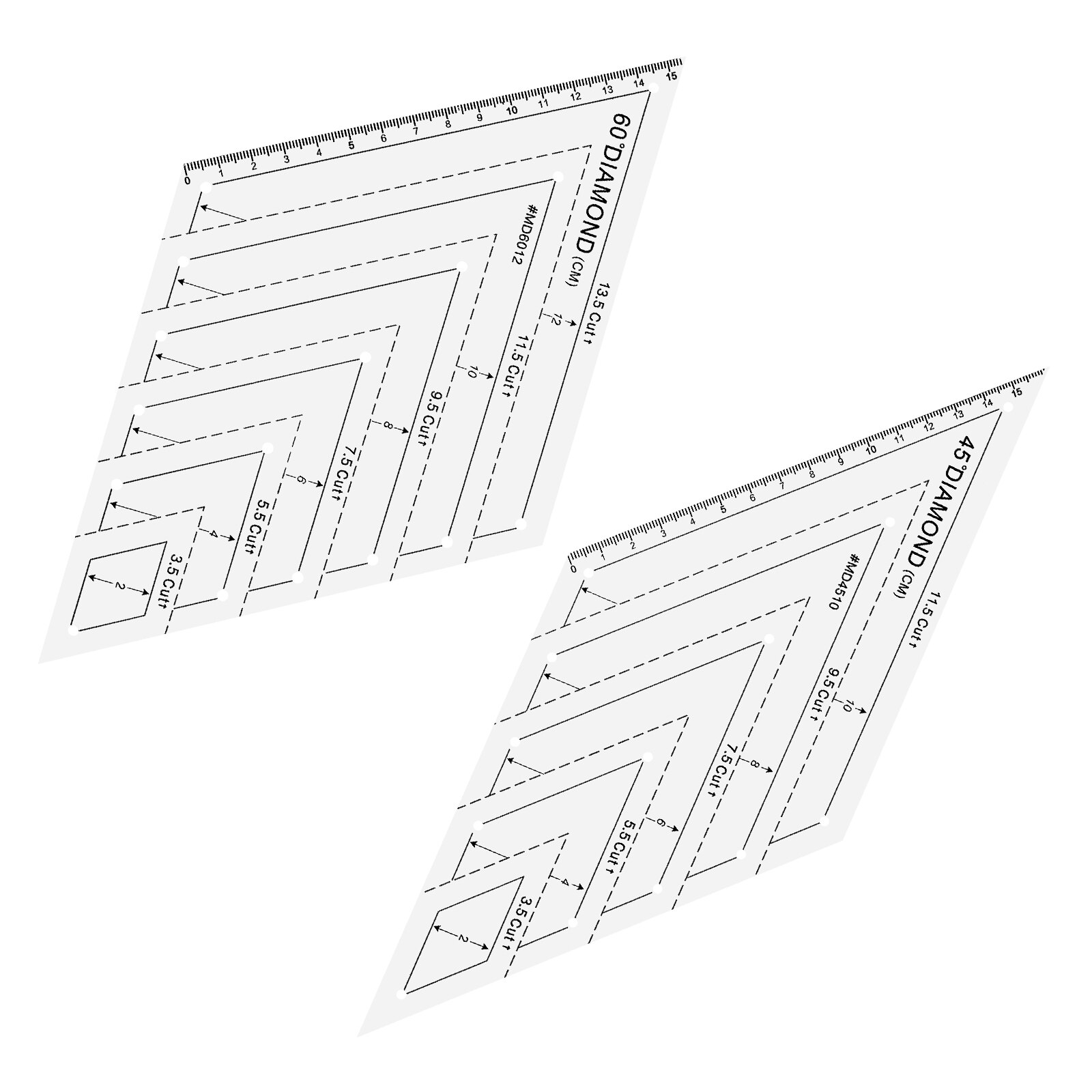 2Pcs Useful Patchwork Sewing Rulers DIY Fabric Sewing Ruler Plastic Measure Rulers