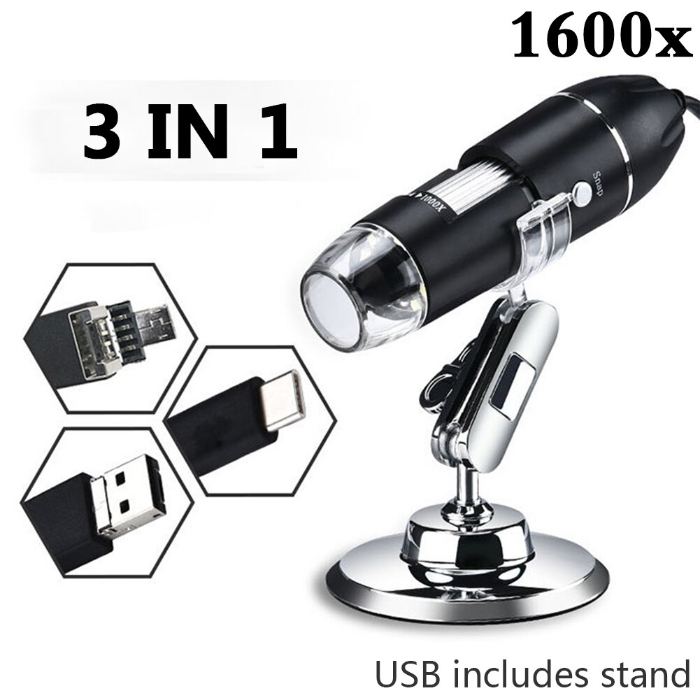 Adjustable Zoom WIFI 1000X 8 LED Electronic digital portable microscope camera for LED soldering Magnifier cell phone computer: 3 in1 includes stand