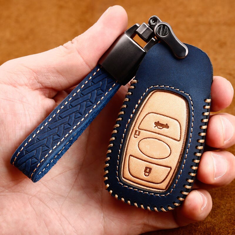 Leather Car Key Holder Cover Case For Subaru XV BRZ Forester Legacy Outback Key Holder Accessories Covers