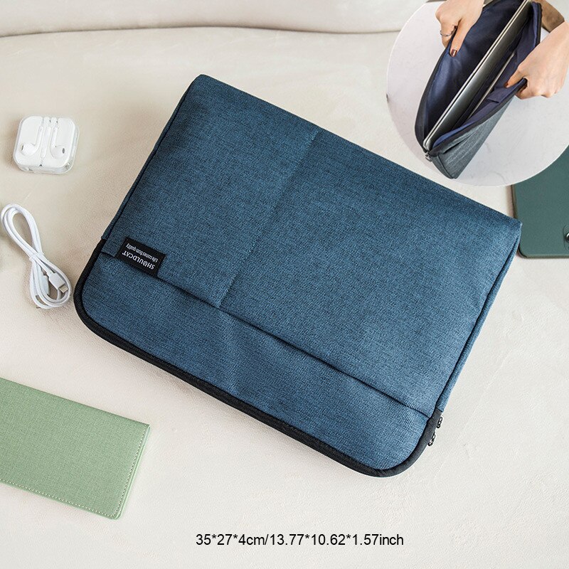 Mannen Laptop Aktetas Computer Tas Zakelijke Document Organizer Ipad Tote Handtas Messenger Purse Strap Pouch Accessoires Artikelen: B Dark Blue