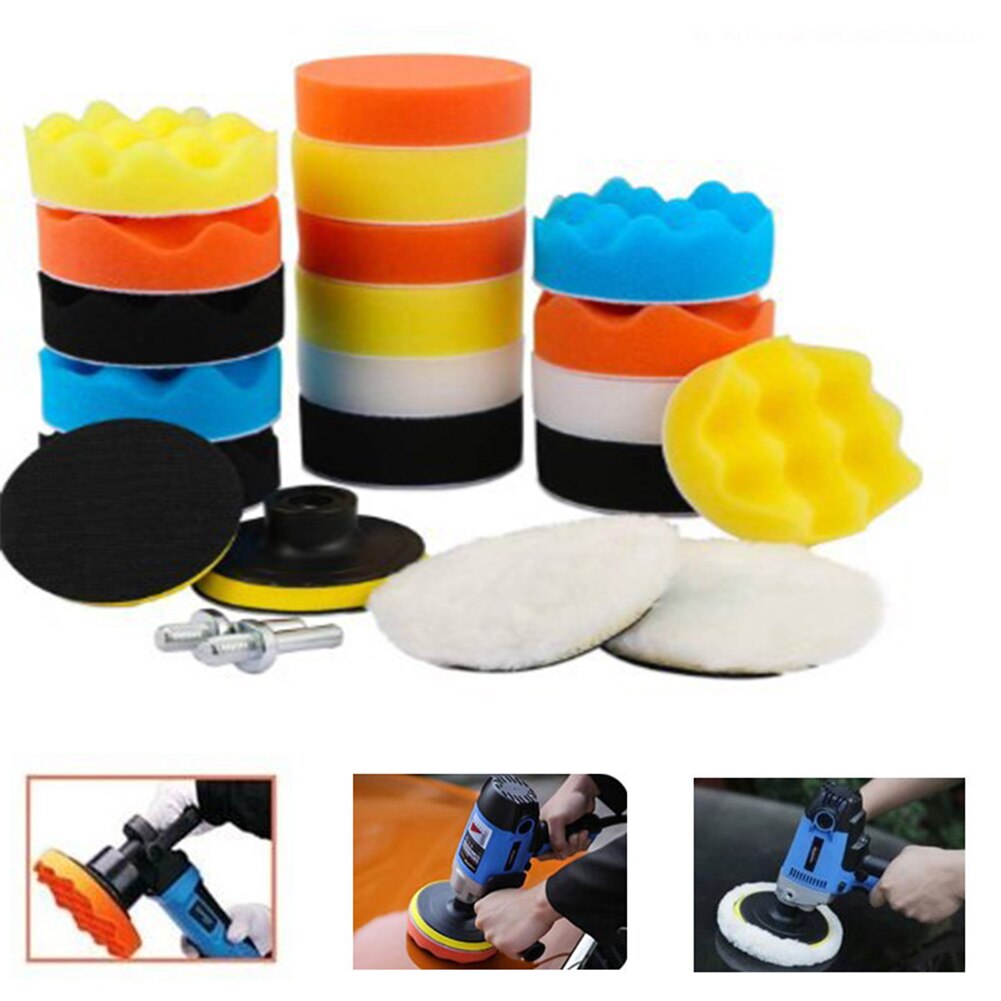 22 Uds. Almohadilla de pulido esponja redonda para coche taladro de limpieza flexible disco de cera pulidor accesorios prácticos herramientas accesorios de coche