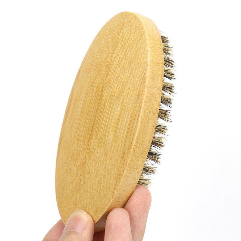 Natural Boar Bristle Beard Brush For Men Mustache With Bamboo Handle Beard Shaping Tool