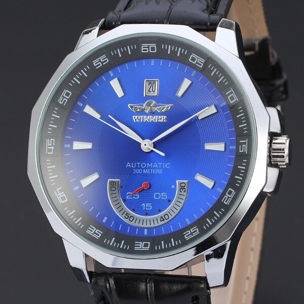 WINNAAR Classic Mannen Horloges Alloy Case Automatische Mechanische Zelf Wind Casual Lederen Pols Vier Kleuren Beschikbaar
