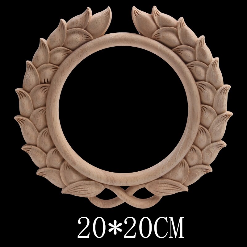 Wood Carving Round Decals Solid Wood Door Heart Flower European-style Household Decoration Cabinet Decoration Patches Wood Decal