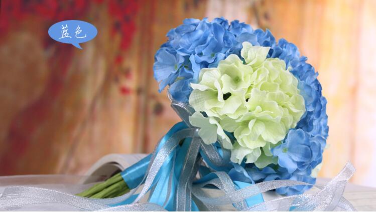 Buque De Noiva Romantic Holding Flowers Laurustinu with Ribbon Bridal Bouquet for Bridesmaids Flower Girl: Blue