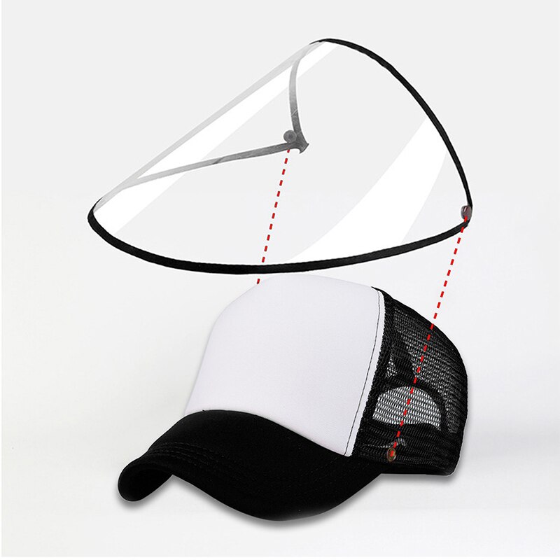 Anti-spitting Protective Baseball Cap with Dustproof Transparent Cover Outdoor Face Cover Caps H7JP