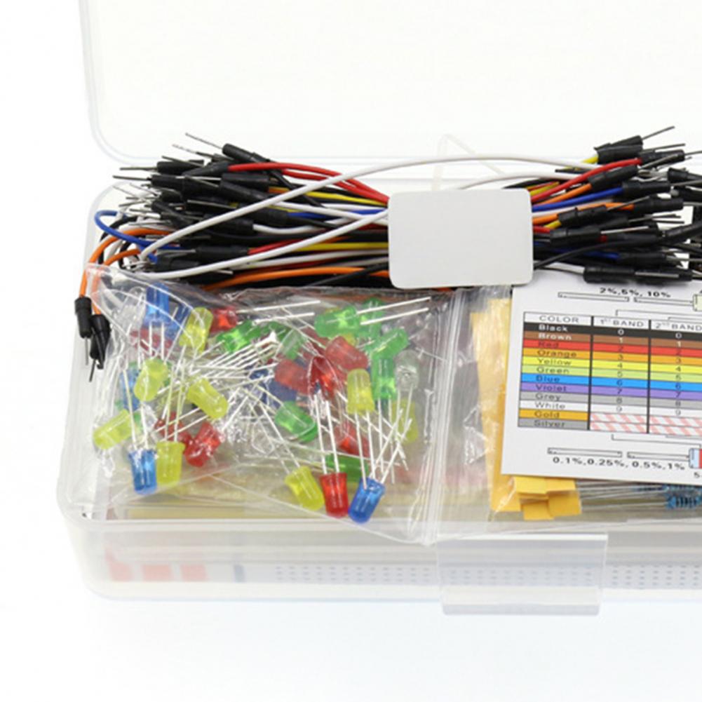 374Pcs Electronics Component Compatible with MEGA2560 Safe to Use 830 Tie-points Breadboard Assorted Electronic Component Group