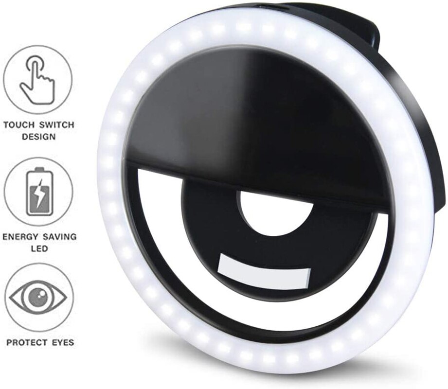 Selfie LED Ring Lamp, Portable Clip-on Selfie Fill Light for Phone/Android Smart Phone & Photography/ Camera Video/ Makes up