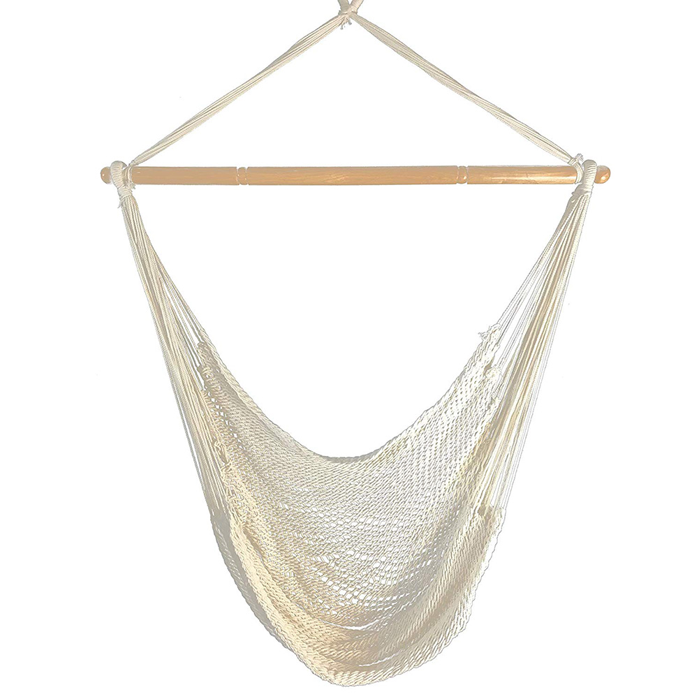 Large Cotton Rope Hammock Chair Comfortable Hanging Chair Indoor Outdoor Use: Default Title