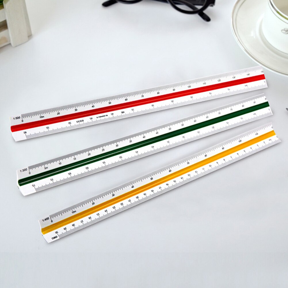 30cm School Architect Scale Ruler Drafting Accurate Metric Triangular Engineer Tool Home Office Color Coded Side Plastic Student