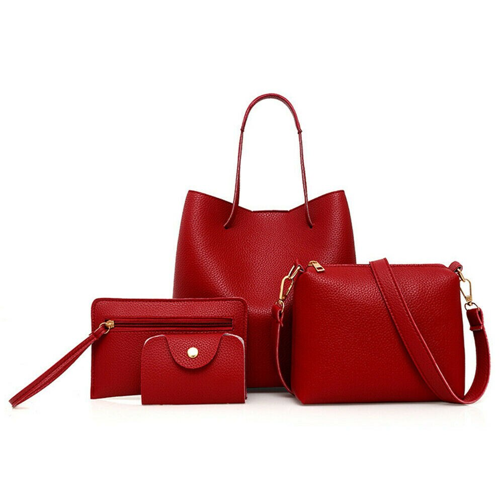 4 pezzi borse da donna Set borsa a tracolla borsa a tracolla Tote Messenger borsa a tracolla: Rosso