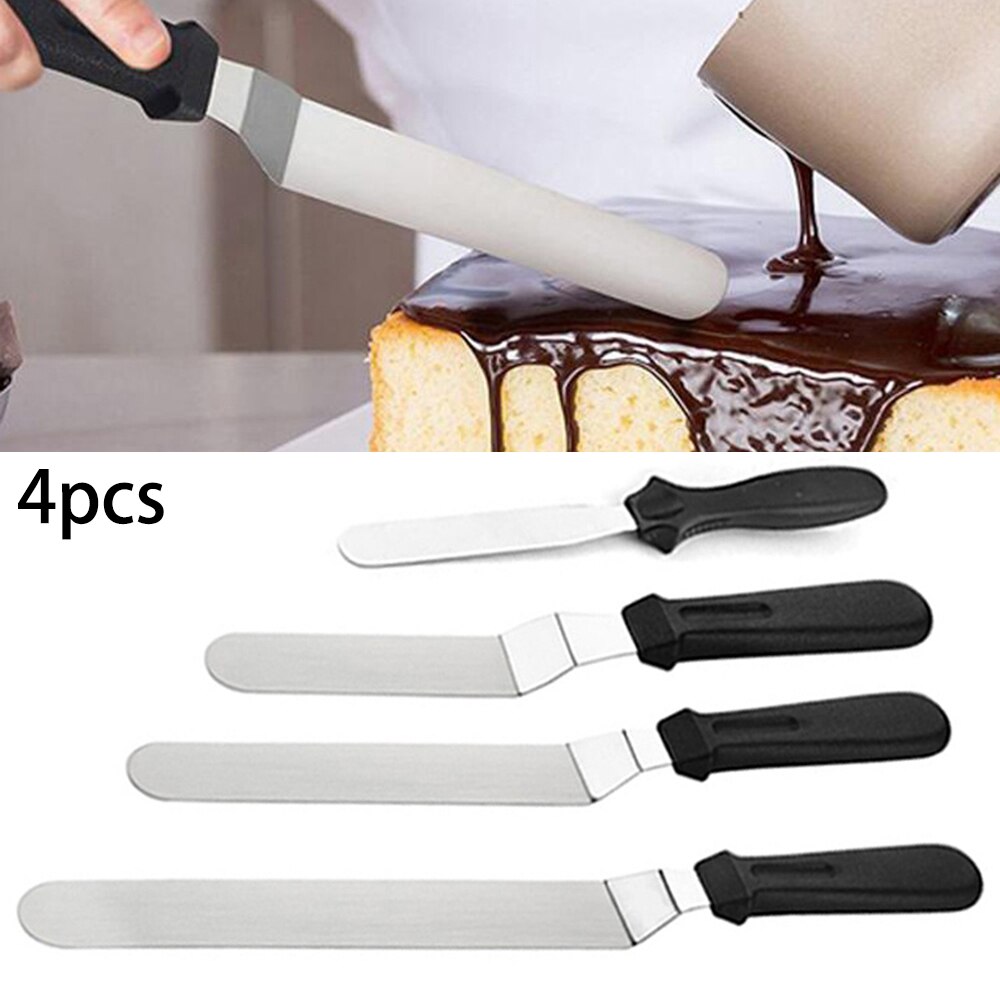 4/6/8/10in Stainless Steel Spatula Palette Cake Smooth Set Plastic Handles For A Comfy And Controlled Grip