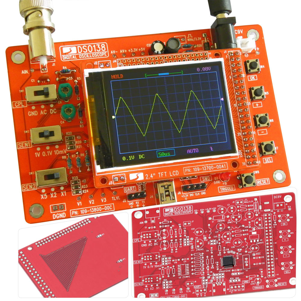 DSO138 2,4 "TFT Digital Oszilloskop DIY Bausatz DIY Teile für osciloscopio, Der Tasche-größe Handheld Elektronische Lernen einstellen1Msp