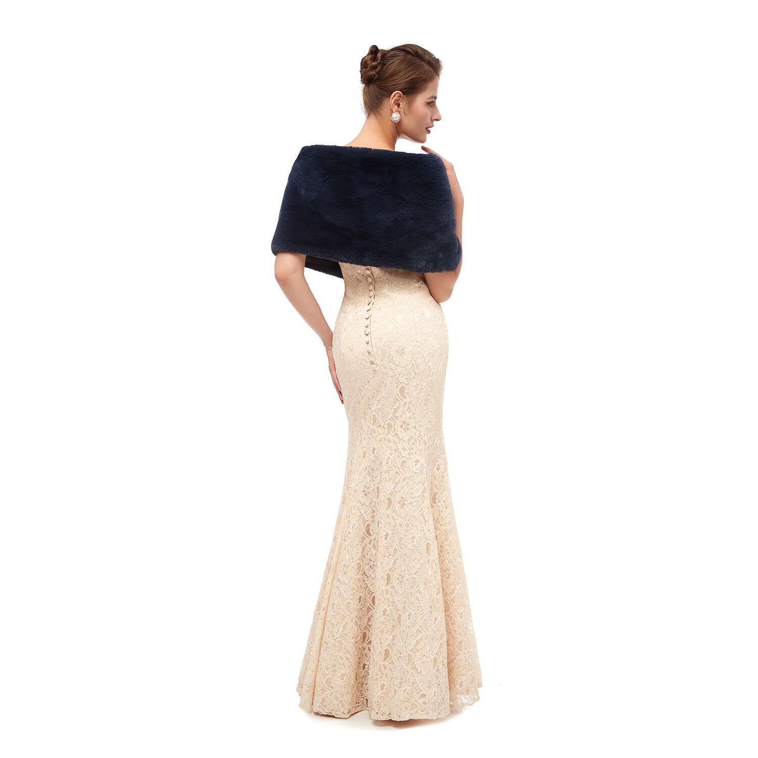 Navy Faux Fur Bolero Wedding Fur Shawl for Woman Wedding Faux Fur Wraps Bride Bridesmaids Bridal Jackets / Shawl Accessories