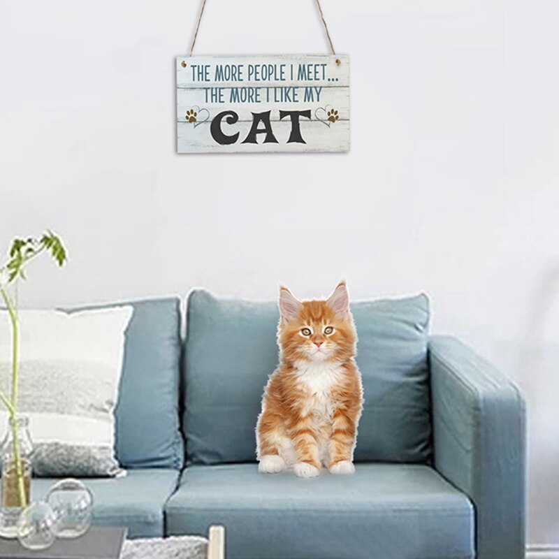 Kat tags rektangulært træ kæledyr tag kat tilbehør dejligt venskab dyr tegn plakater rustik vægindretning boligindretning
