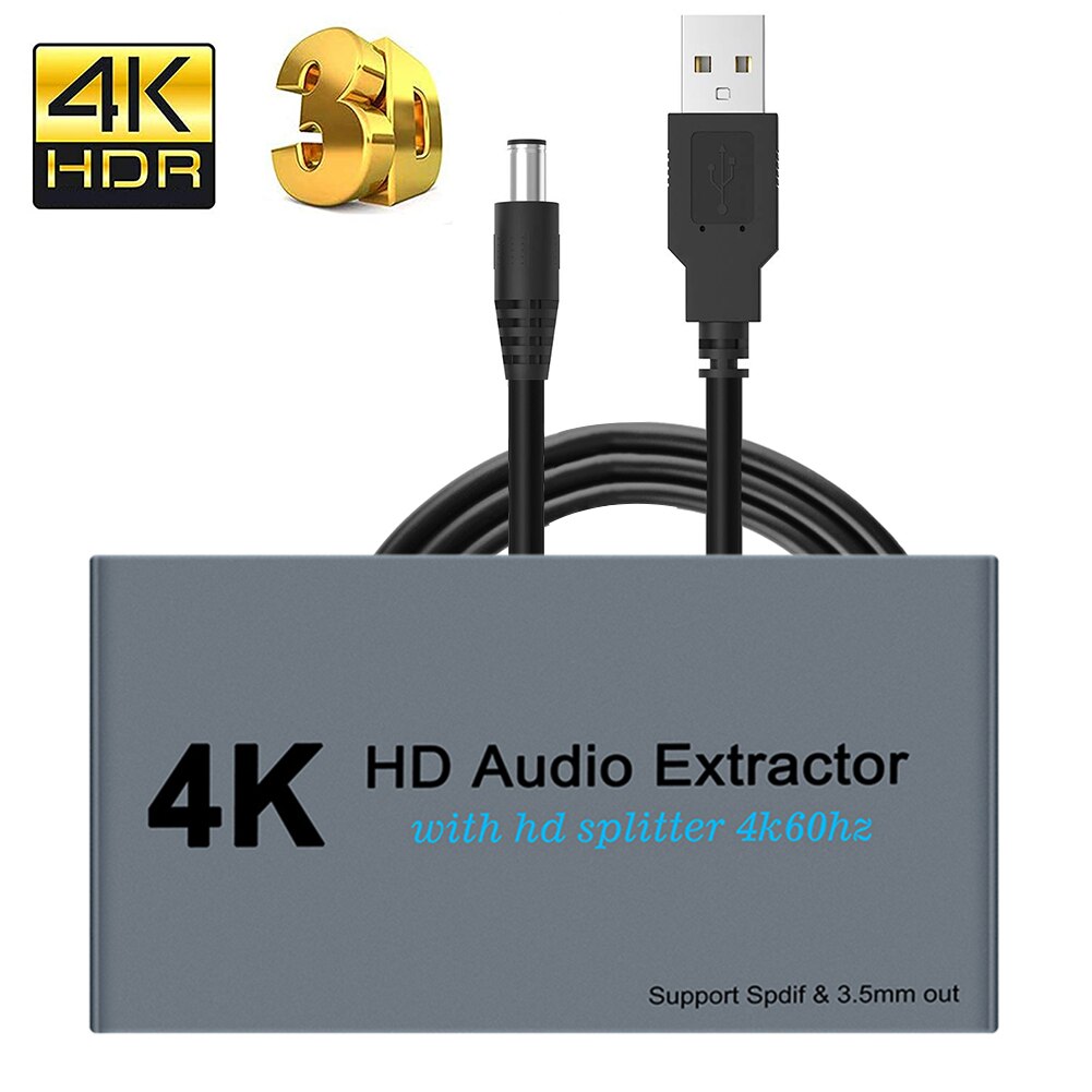HDMI Audio Splitter 4Kx2K/3D 60HZ Stereo Surround Audio Optical Fiber 5.1 Decoding Converter