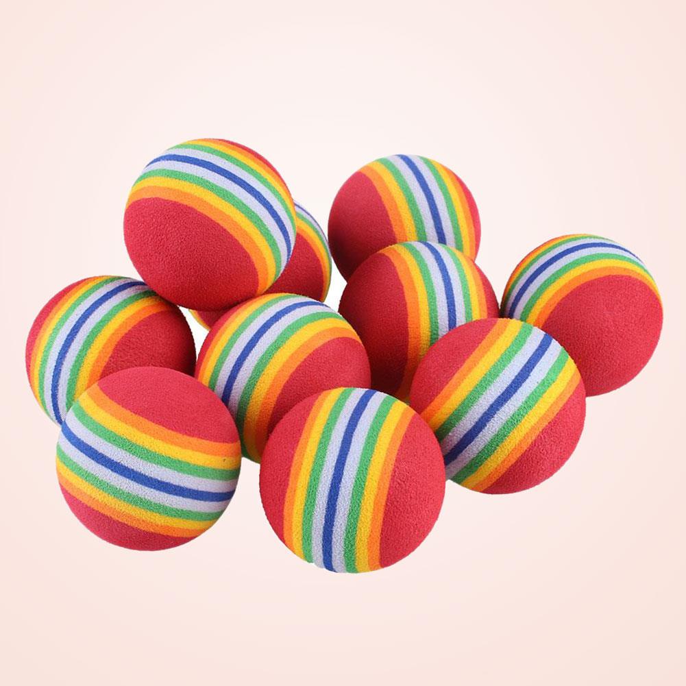 10Pcs Rainbow Stripe EVA Foam Sponge Golf Tennis Ball Practice Training