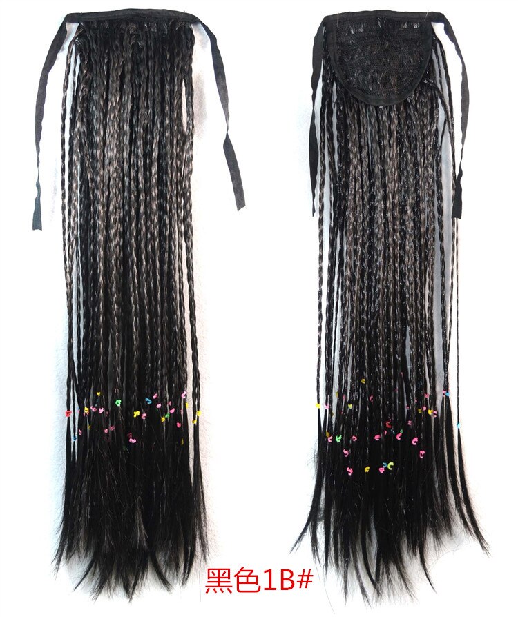 ZM hand made ombre braiding hair pony tail black and brown hair pieces for women braid ponytail extension: 1601b