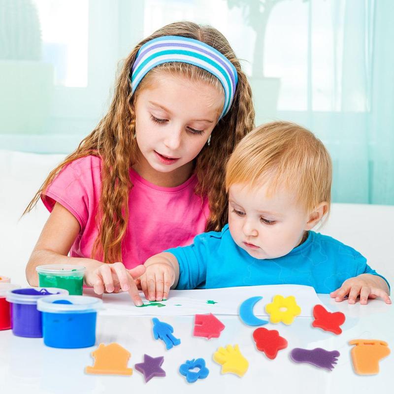 Cartoon 24 Stks/zak Dier Schilderen Spons Borstels Kinderen Kids Leuke Art Diy Graffiti Kwast Kinderen Home Onderwijs School