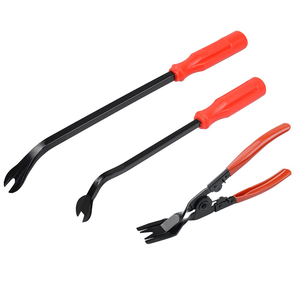 3pcs/Set Auto Fastener Pliers Car Door Panel Remover Clip Trim Auto Puller Tool Retaining Clip Remover Pry Bar Tool Nylon Bag