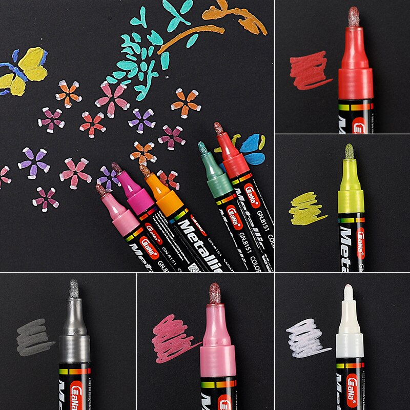 Colorful Metal Painting pen mark pen photo album Scrapbook DIY 5 colors Writing Dry Ceramic Glass Black Card 13.8CM