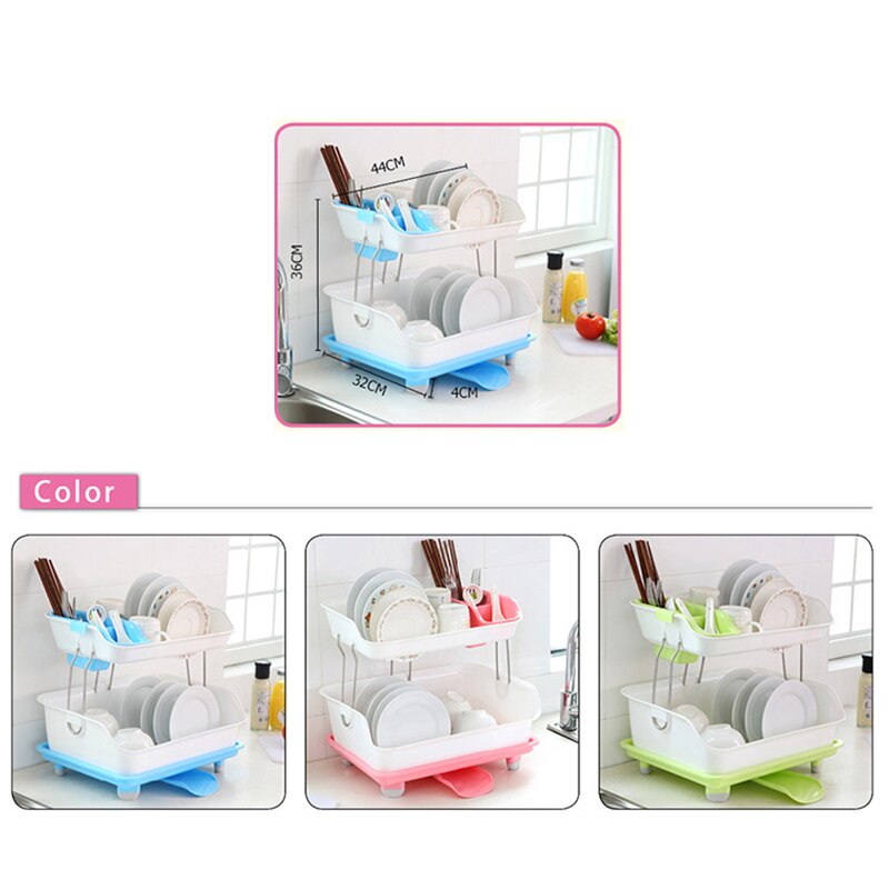 Kitchen Double-layer Drain Bowl Rack 2-layer Rack Tableware Storage Rack Dish Plastic Rack Product Multi-function