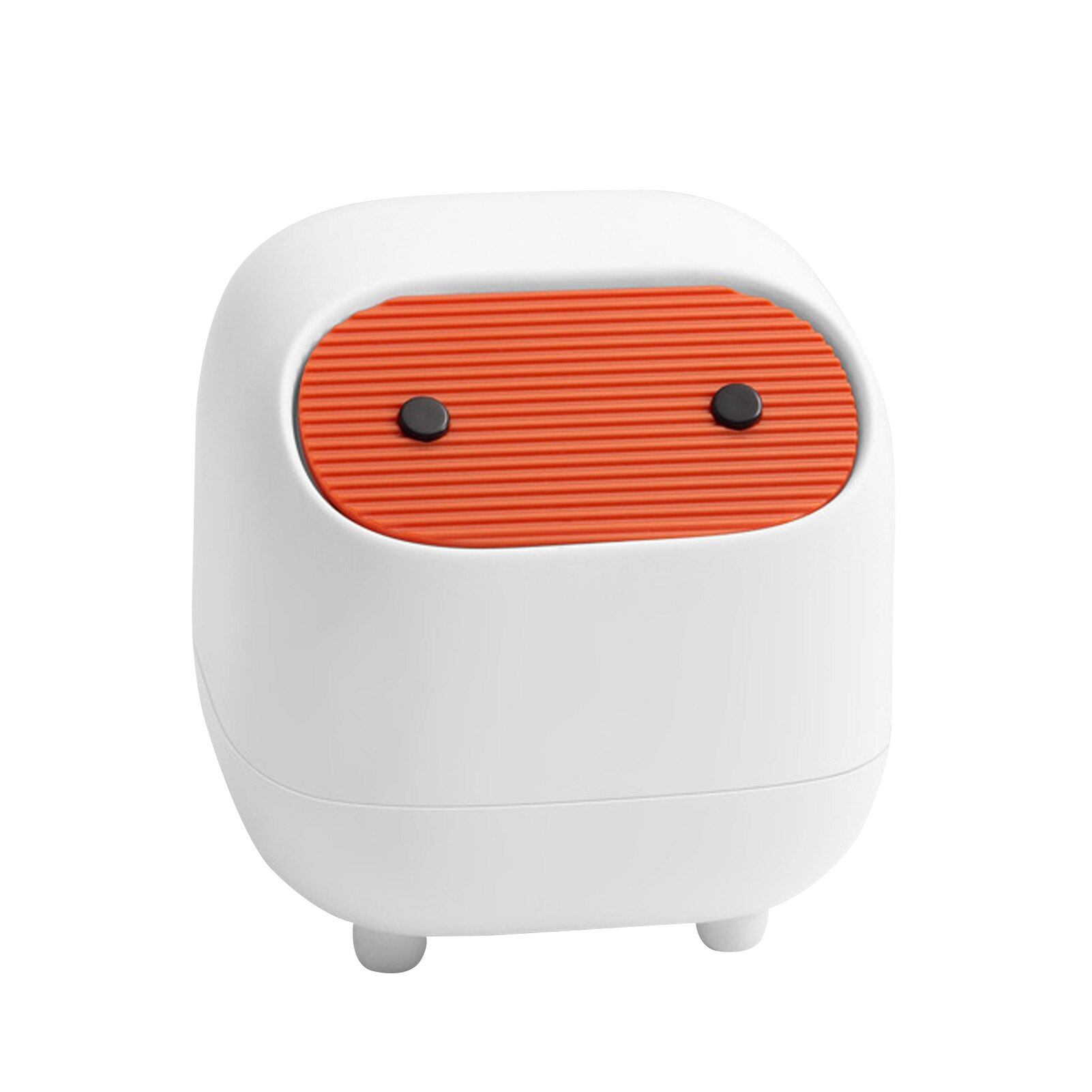 Mini Leuke Desktop Prullenbak Multifunctionele Plastic Woonkamer Bureau Pers-Type Cover Bureau Opslag Emmer: White