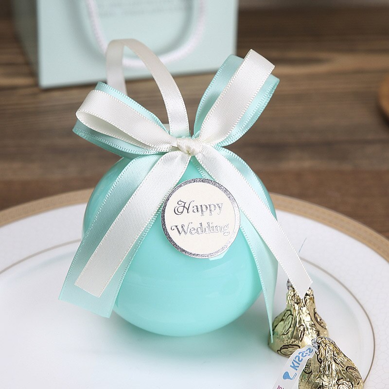20 st/lot plastboll godislåda rosa förpackningslåda plastpåse baby shower pojke bröllopslådor födelsedagsfest tillbehör: Blå  a10