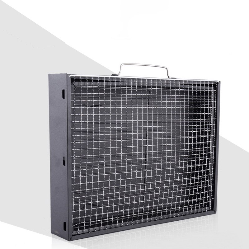 Foldable BBQ Grill Black Portable Barbecue Charcoal Grill 3-6 People Mini Stainless Steel BBQ Grills for Outdoor Camping Kitchen