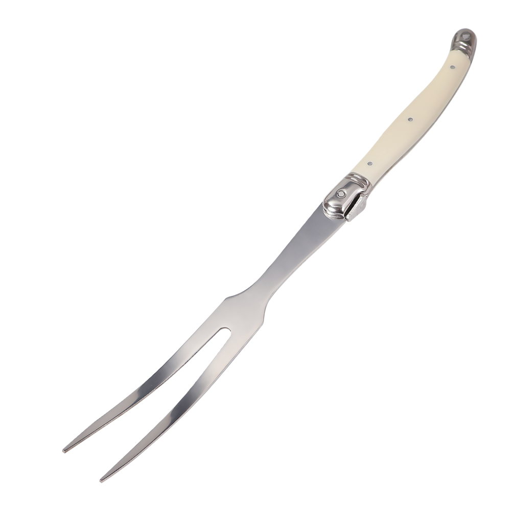 Juego de tenedor y cuchillo para tallar de acero inoxidable, parrilla para cortar barbacoa, herramientas para verduras, herramientas para servir ensalada, cuchillo de pavo, carne asada, tenedor: Verde