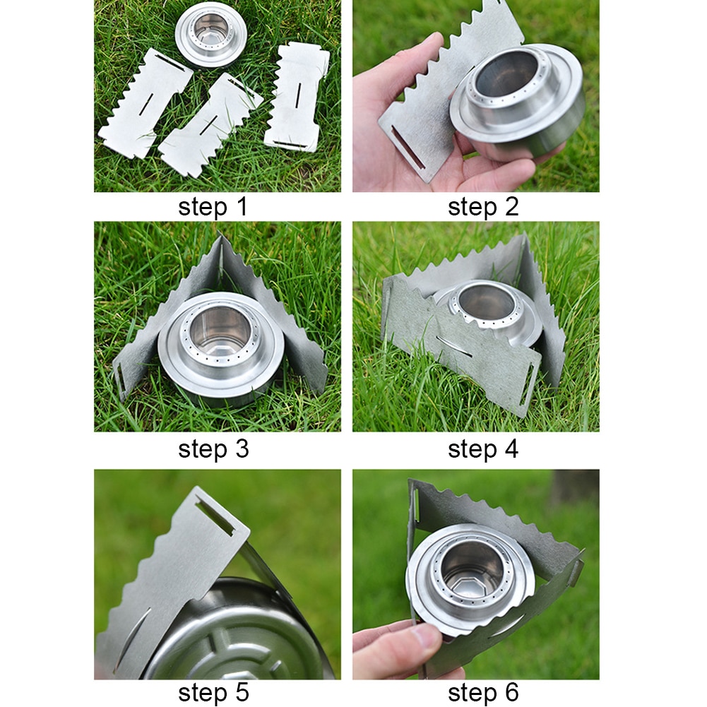 Utomhus camping flytande mini halkfri bärbar spis spritspis tålig rostfritt stål vandringskök solid med vindruta