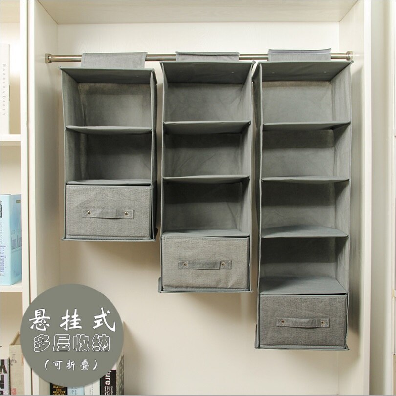 Hanging Storage Bag Large Capacity Hanging Storage Organizer for Underwear Underpants Socks Gray/Beige