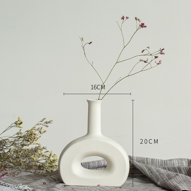 White Ceramic Vase Ornaments Dried Flowers Small Fresh Living Room Flower Arrangement Starry Table Home Decoration: Arch