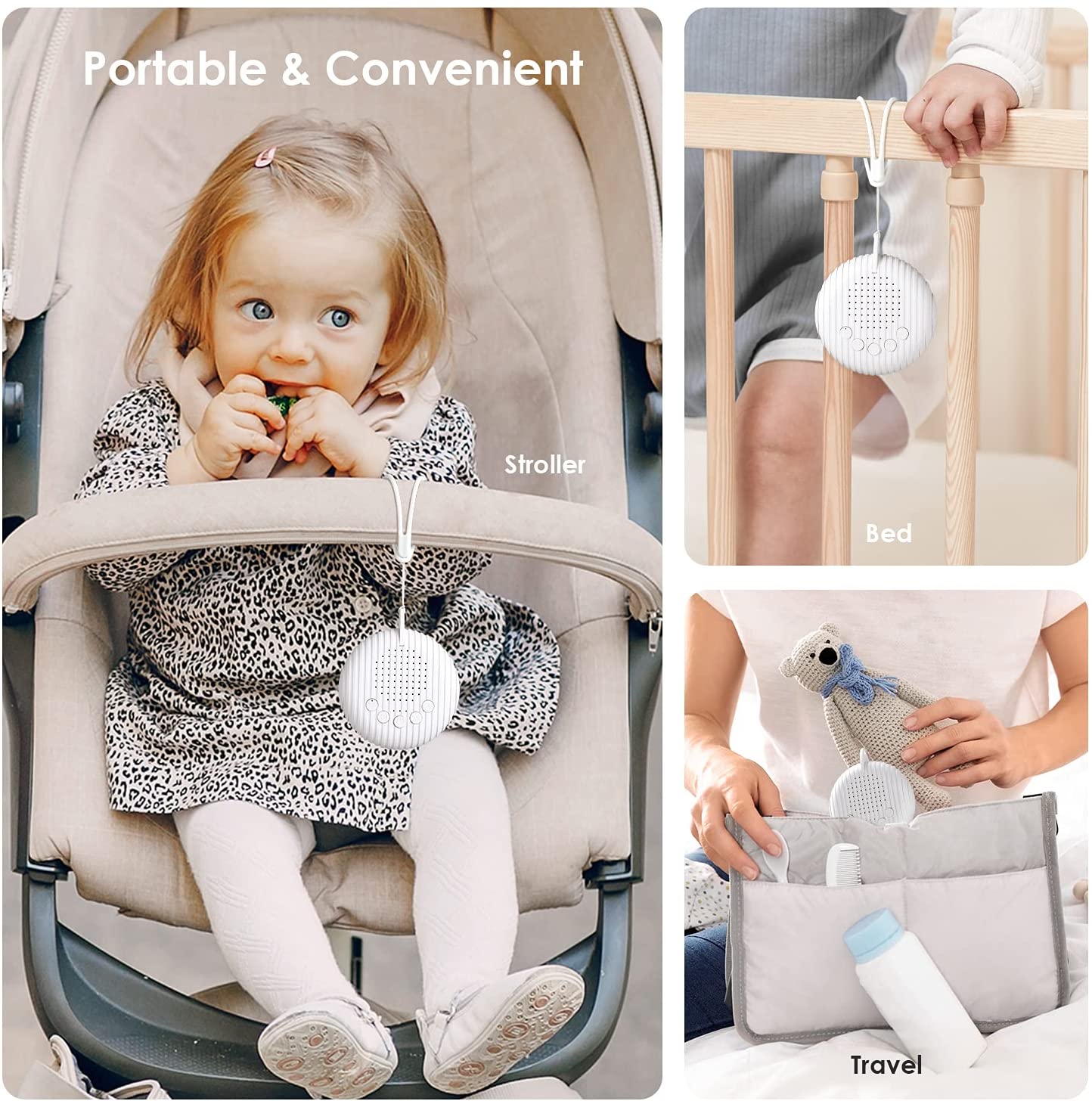 White Noise Machine for Sleeping Baby Portable with Soothing Nature Sounds Lullaby Noise Maker Therapy Sleep Easy Rechargeable