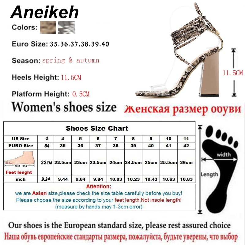 Aneikeh Summer PVC Gladiator Sandals Women Open Toe Ankle Strap Lace Up High Heels Pumps Party Dress Women's Shoes