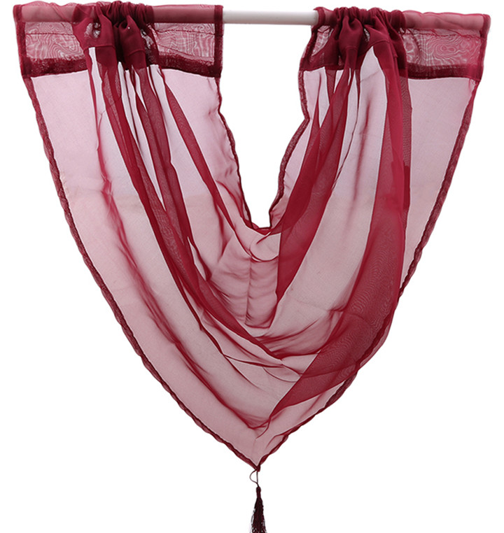 Romantische Moderne Effen Kleur Translucidus Venster Gaas Thuis Gordijn Voor Home Decor Woonkamer Slaapkamer Decoratie Enkele Pc: Wine Red
