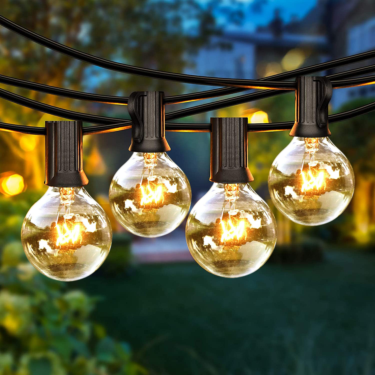 50FT Outdoor Wandlamp Fairy String Glas Lampen Guirlande Verlichting Kerst Patio Straat Slingers Jaar Bruiloft Decoraties