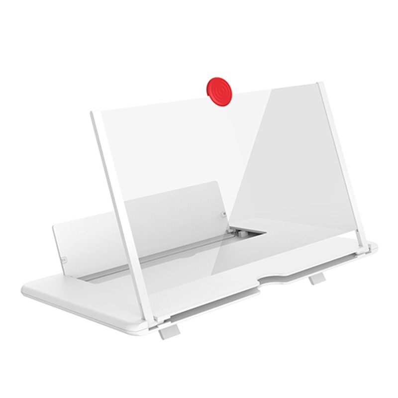 Nyeste pull typer mobiltelefon forstærker 3d effekt high definition stor skærm med skrivebordsholder forstørrelse foldning til filmspil: Hvid