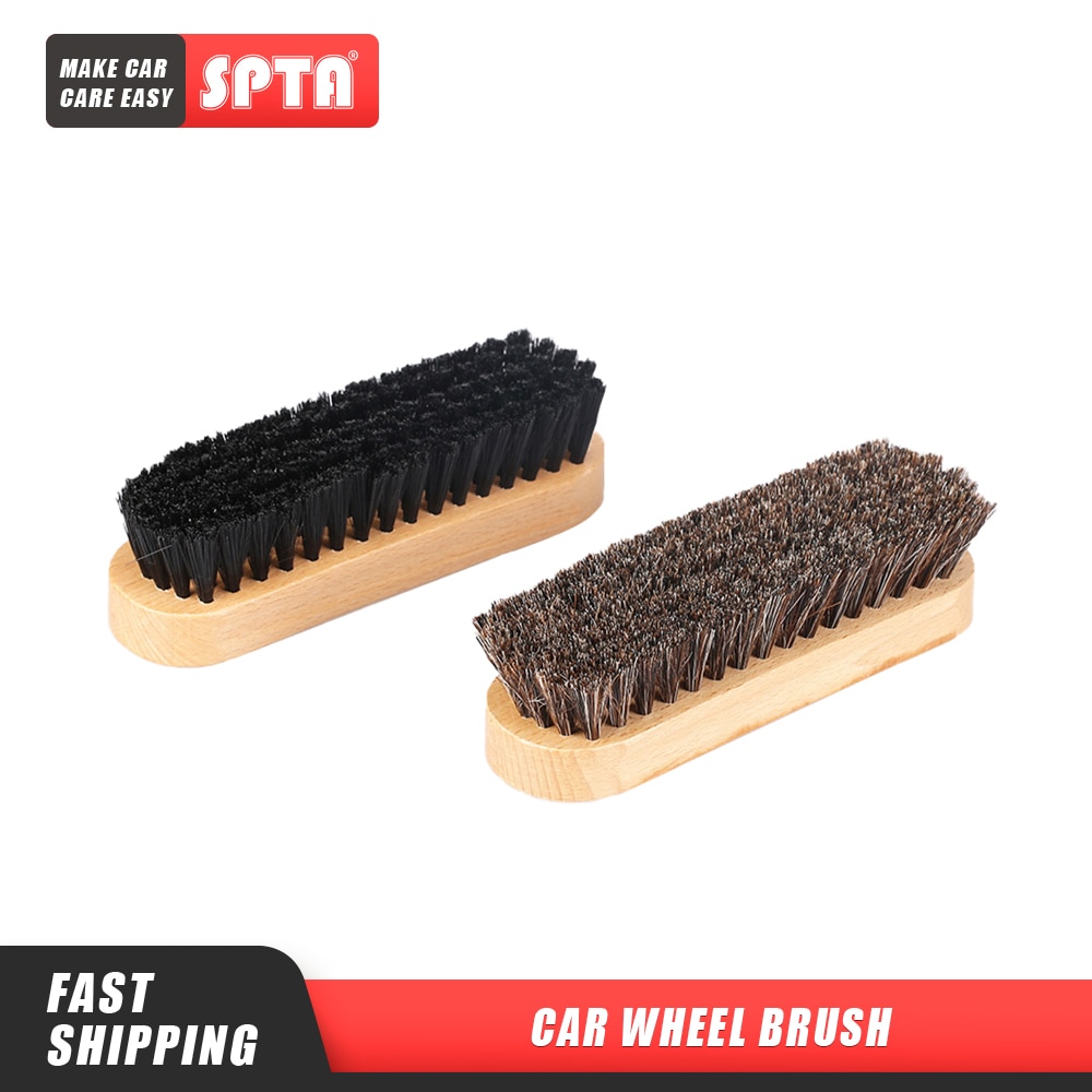 Spta rektangulär hästhår interiör borste auto verktyg tillbehör detaljering borste bil detaljer verktyg för rengöring och tvätt