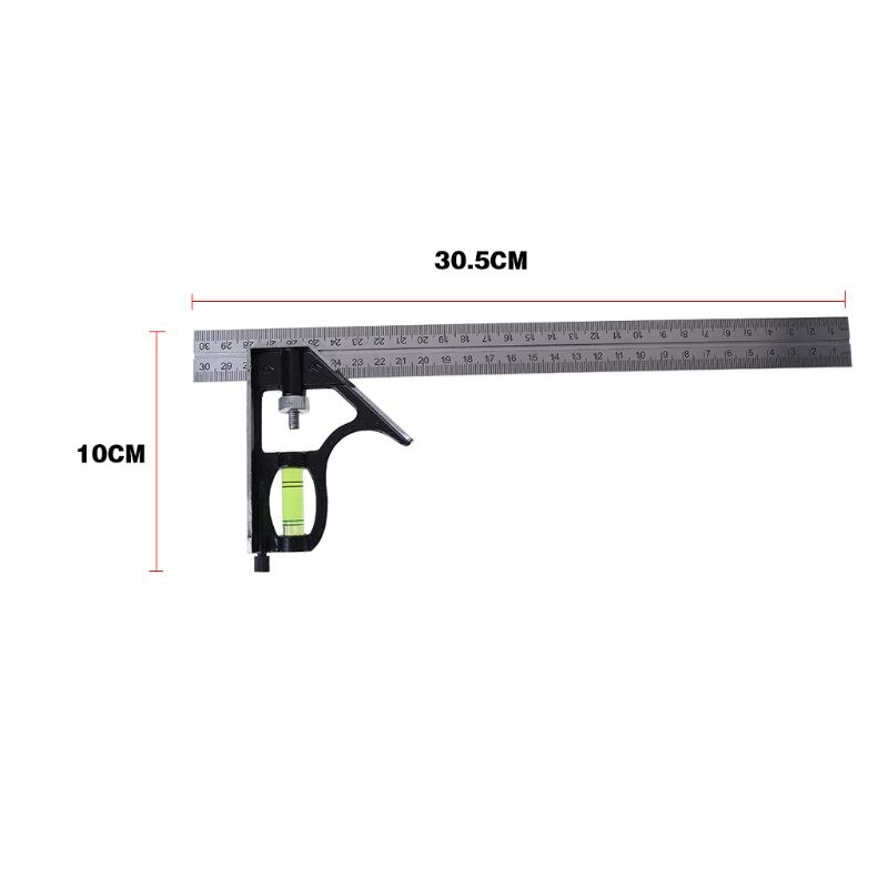 Adjustable Sliding Combination Square Ruler Level Measuring Tool 300mm (12\") 62KC