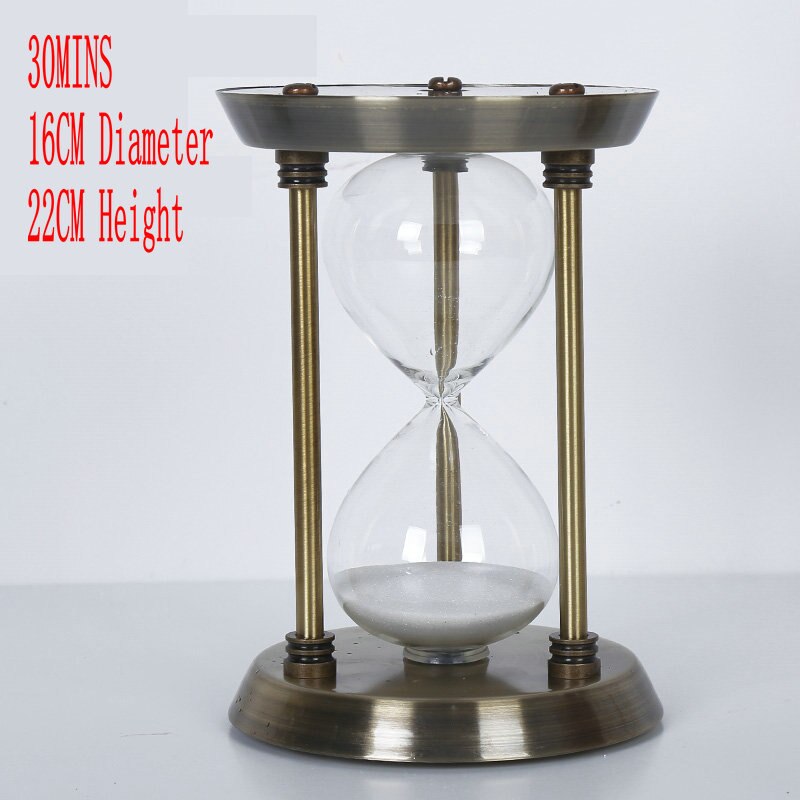 HQ Antique Brass 5/15/30/60MINS Cylindrical Sand Glass Sand Timer Clock Hourglass Art And Crafts Study Bedroom Office Desk Decor: Bronze 30 Minutes