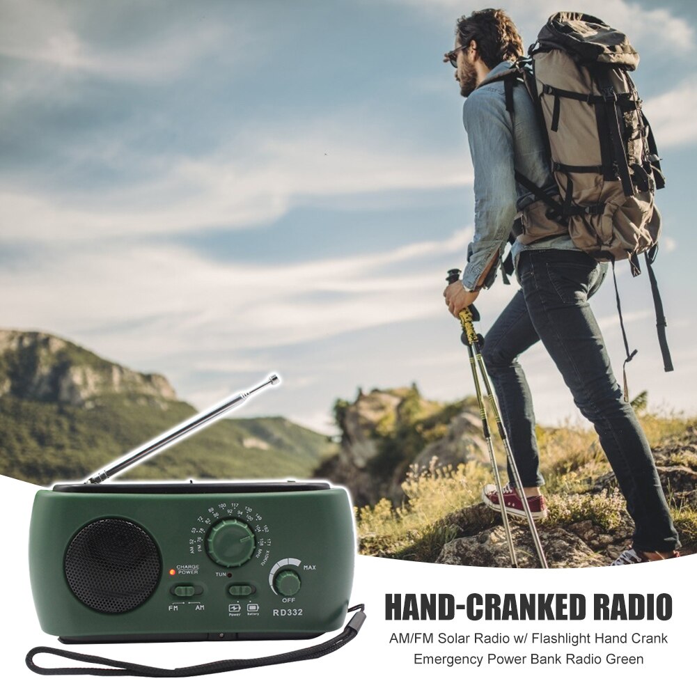 Solar Radio Hand Crank Radio AM/FM Weather Emergency Portable w/3 LED Flashlight Musical Enjoyable Instrument Supply