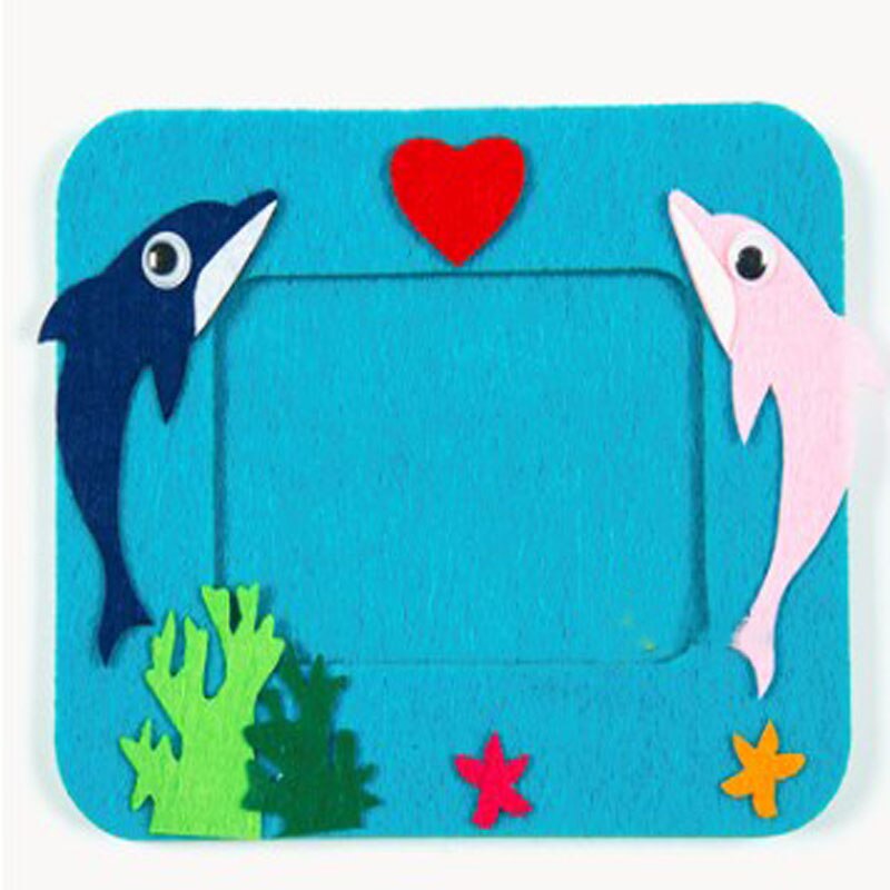 Marco de fotos para niños, paquete de fieltro hecho a mano, no tejido, decoración artesanal, paquete de fieltro, 16x13cm, 5 unidades a elegir: blue dolphin