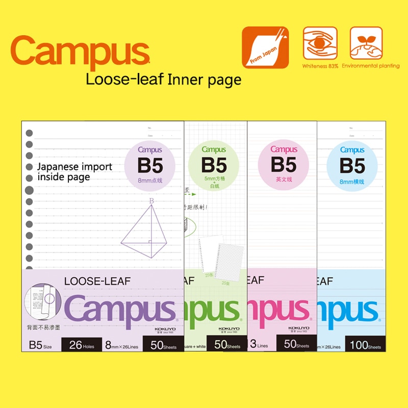 Japanse kokuyo macaron notitieboek losbladig binnenste kern  a5 b5 notitieboek dagboek plan map kantoor schoolbenodigdheden ringband