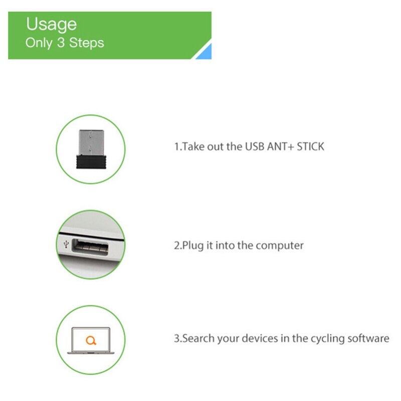 ANT + clé USB adaptateur USB ANT + transmetteur capteur TrainerRoad pour mettre à niveau le vélo formateur pour Garmin Zwift Wahoo Bkool