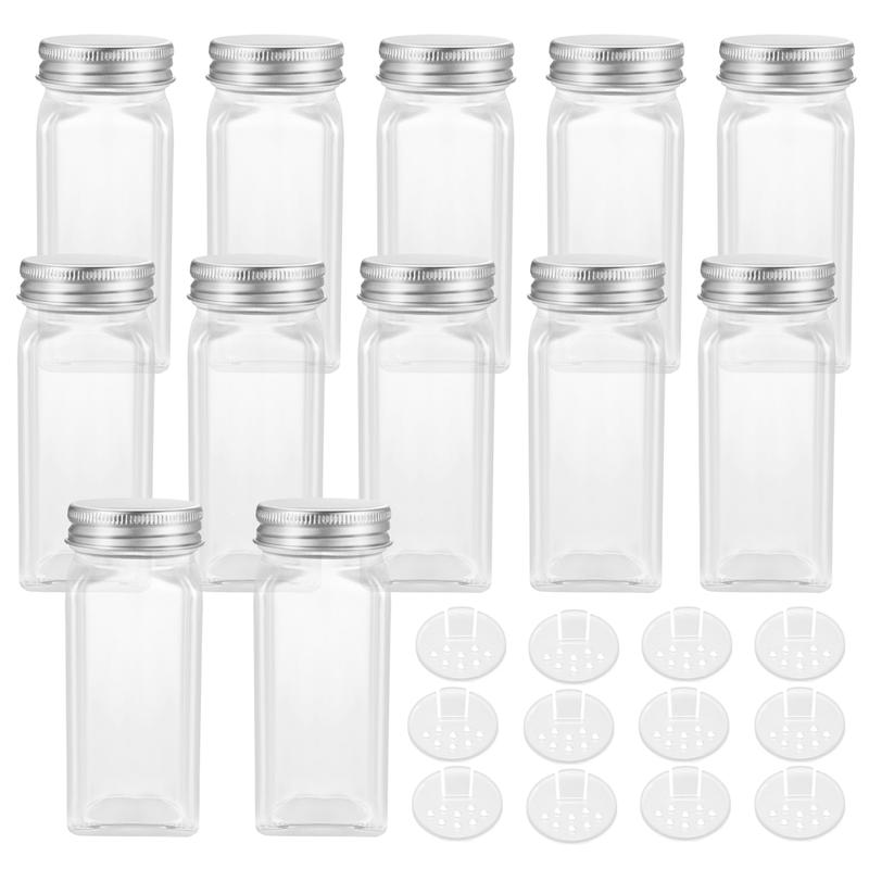 Bestonzon 12 Stuks Kruidenpotjes Vierkante Glazen Containers Kruiden Fles Keuken En Outdoor Camping Kruiderij Containers Met Cover