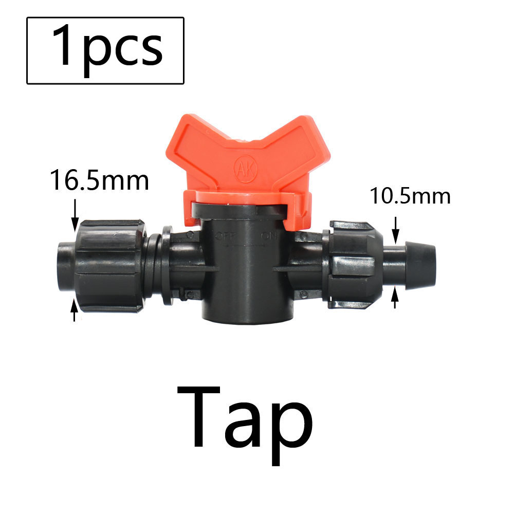 16mm Micro Irrigation Drip Tape Connectors Tee Repair Elbow End Plug Tap Fittings Locked Hose Joints Greenhouse Coupler: Pink