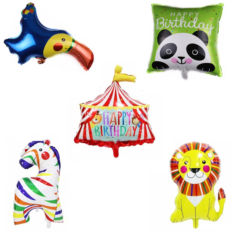 1 Pcs Circus Dieren Verjaardag Folie Ballon Kinderen Animal Party Gelukkige Verjaardag Folie Ballon Decorationcartoon Hoed